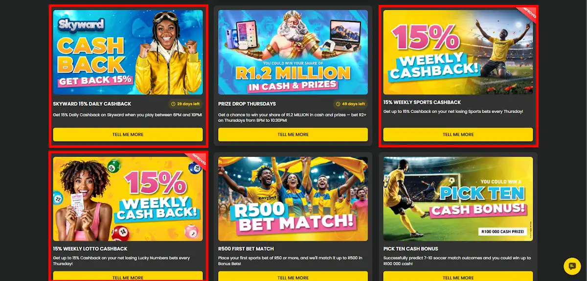 easybet Cashback Bonuses Screenshot